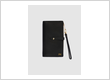 black saffiano personalised travel wallet with wristlet strap—mont laurént