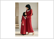 Floral Lace Embroidered Mother Daughter Matching Maroon Abaya Set